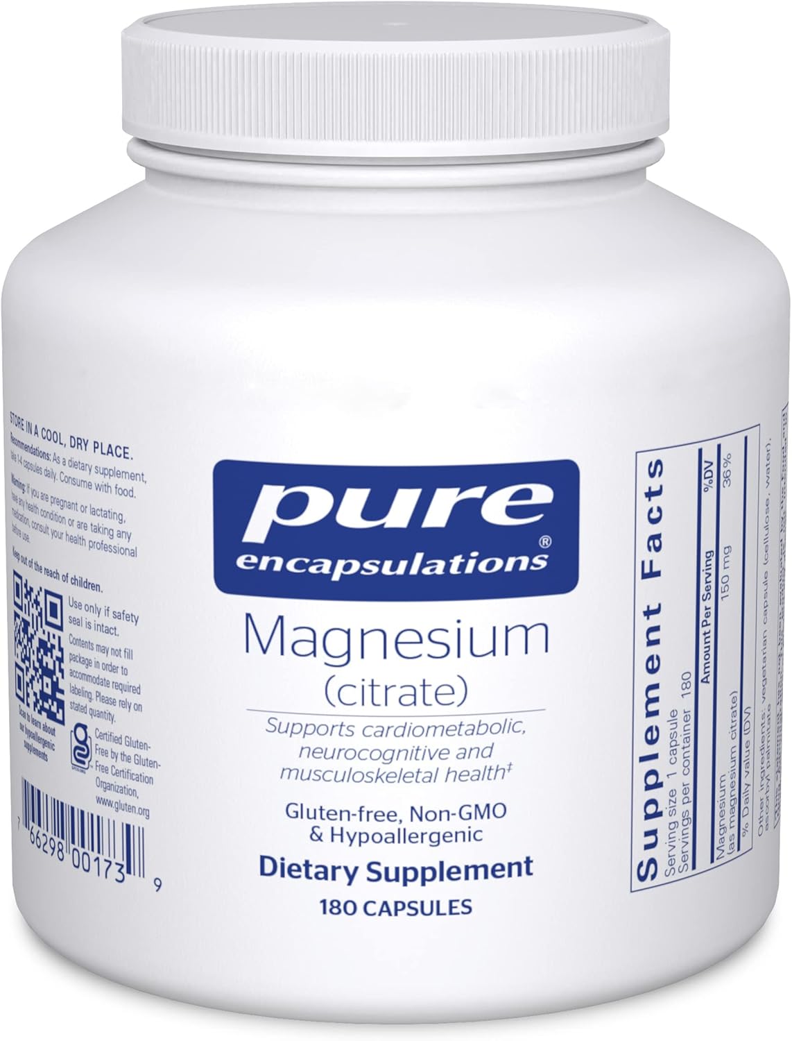 Pure Encapsulations Magnesium (Citrate) - Supplement for Sleep, Heart Health, Cognitive Health, Bone Health, Energy, Muscles, and Metabolism* - with Premium Magnesium - 180 Capsules - Image 2