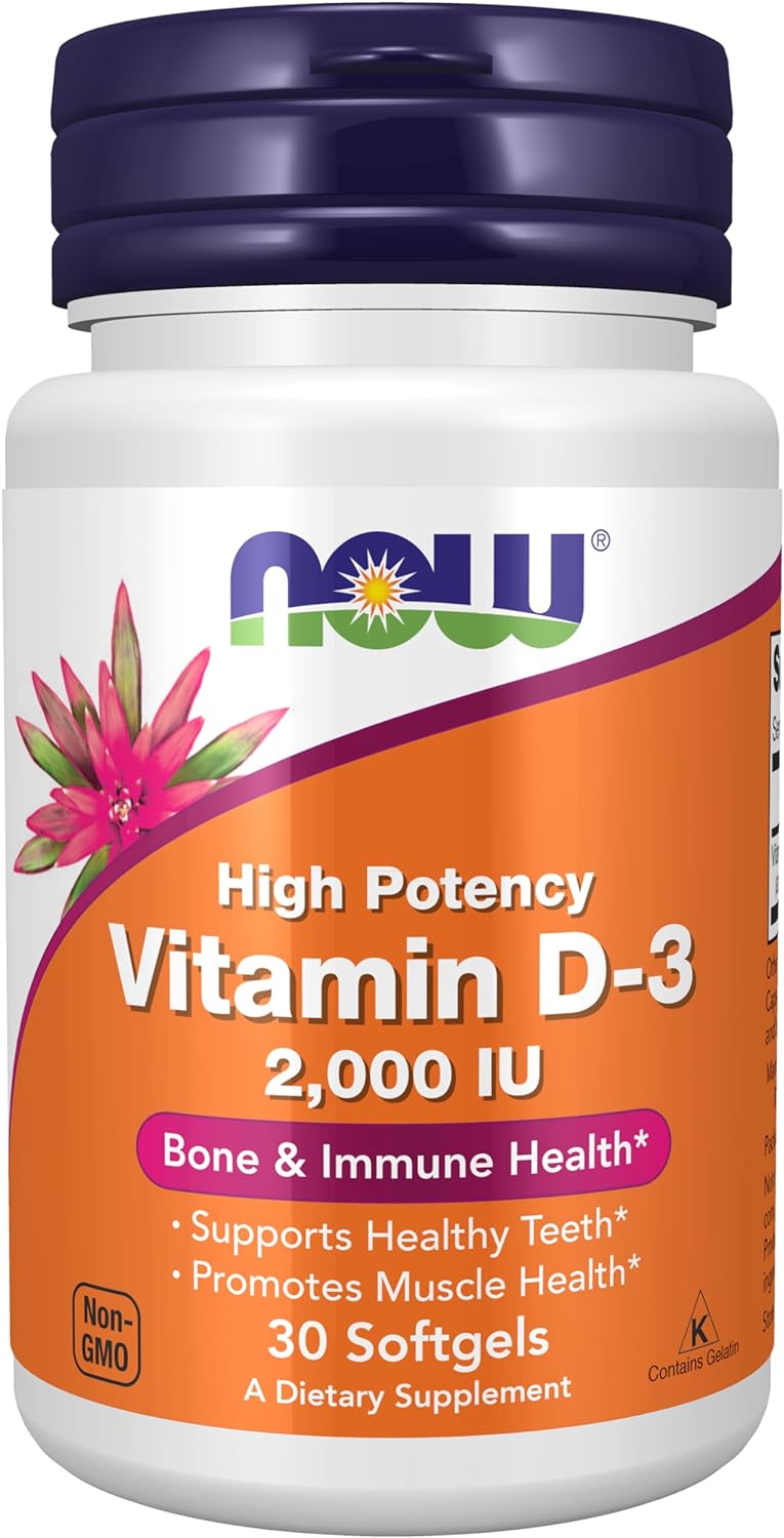NOW Foods Supplements, Vitamin D-3 2,000 IU, High Potency, Structural Support*, 30 Softgels - Image 2