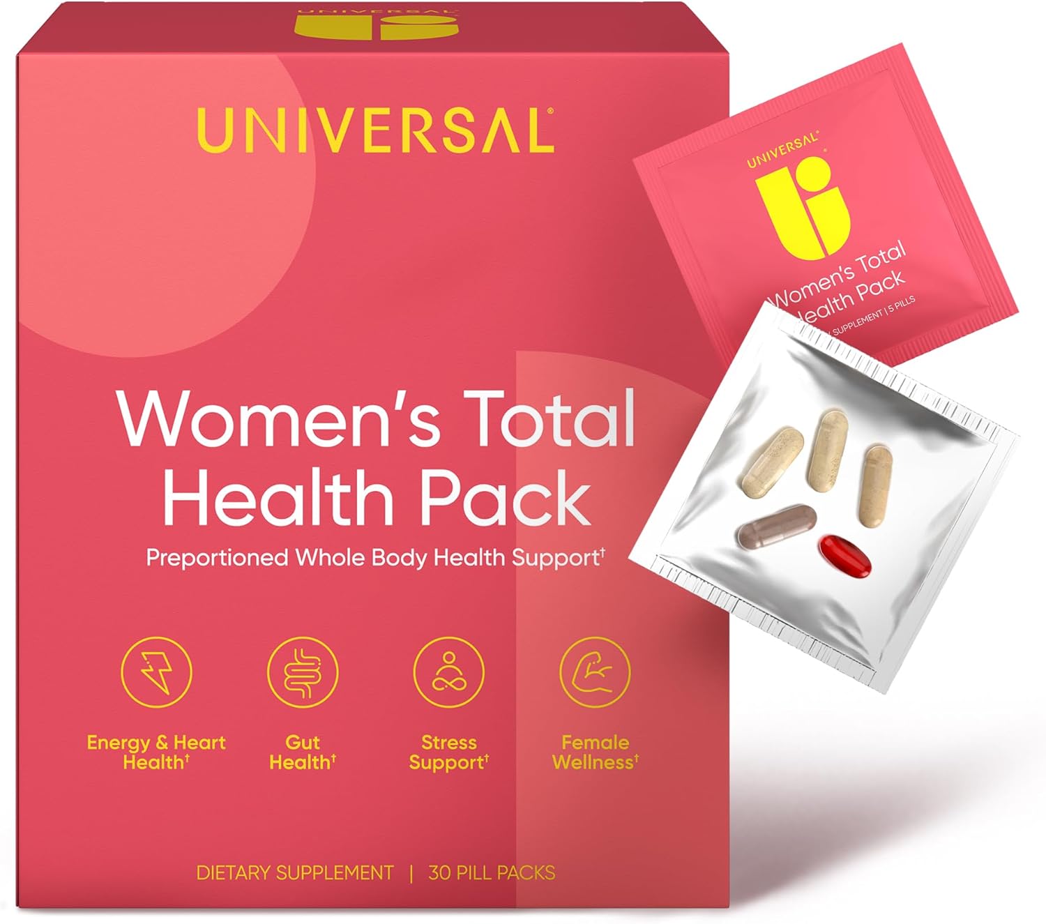 Women's Total Health Daily Vitamin Packs - All in One Multivitamin for Women, Essential Vitamins & Minerals for Energy, Stress, Digestion & Gut Health, Female Wellness Supplement, 30 Packets - Image 2