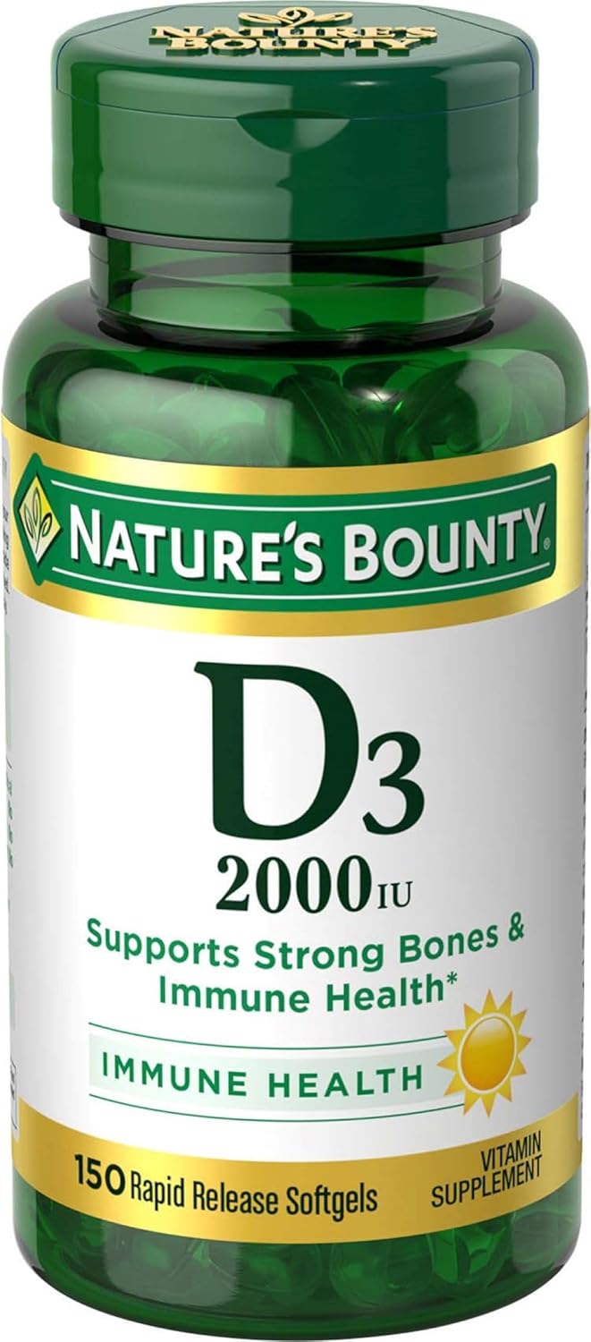 Nature's Bounty Vitamin D, Supports Immune Health & Bone Health, 2000IU Vitamin D3, 150 Softgels - Image 2