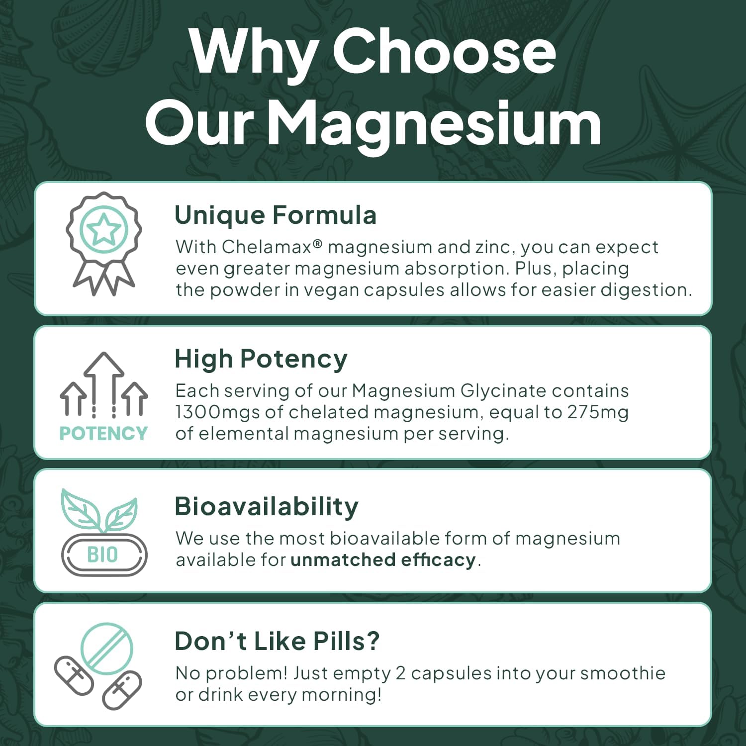 Pure Magnesium Glycinate with Zinc - Maximum Strength Chelated Magnesium Supplement for Women and Men for Muscle Cramps and Sleep Support - 6 Bottles - Image 7