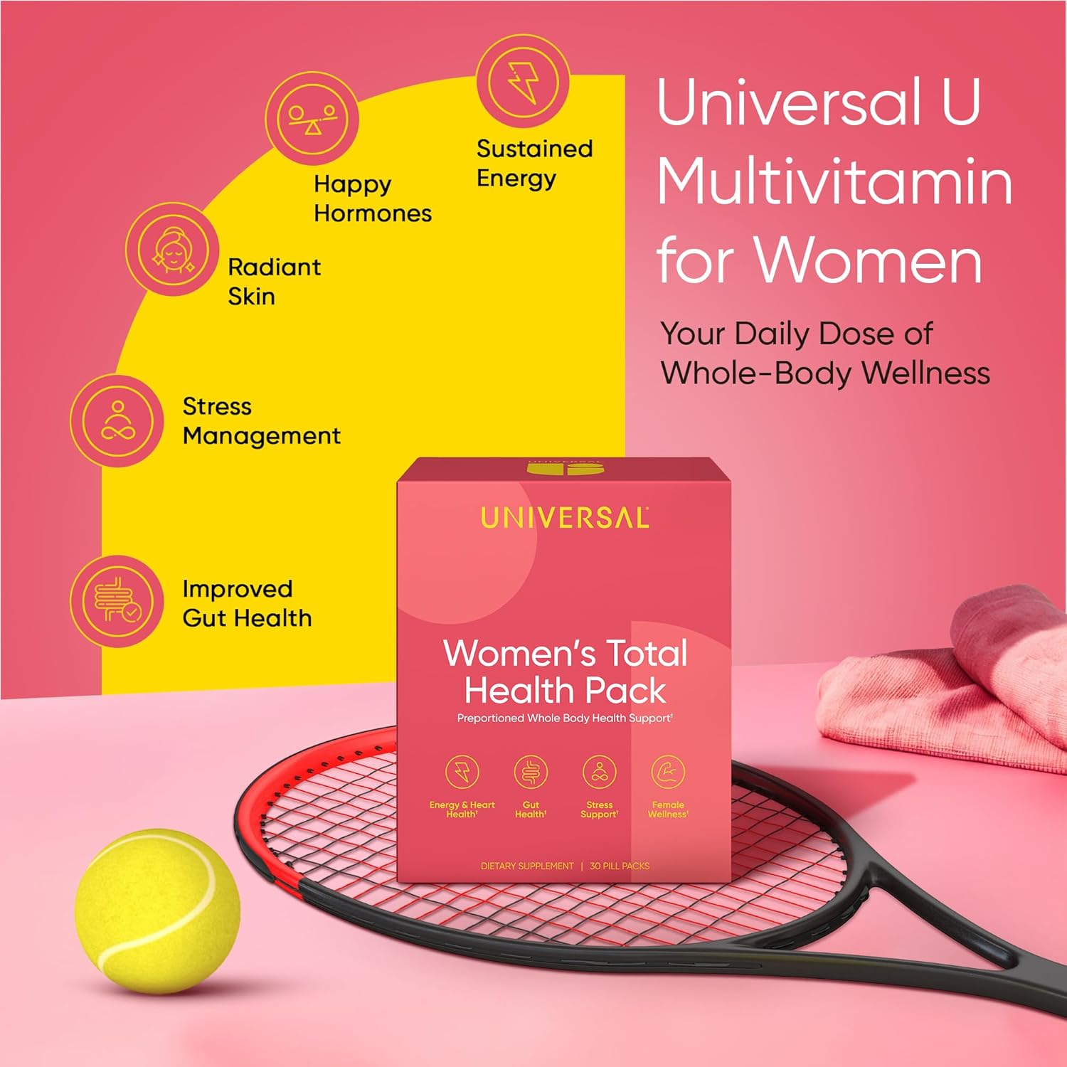 Women's Total Health Daily Vitamin Packs - All in One Multivitamin for Women, Essential Vitamins & Minerals for Energy, Stress, Digestion & Gut Health, Female Wellness Supplement, 30 Packets - Image 4