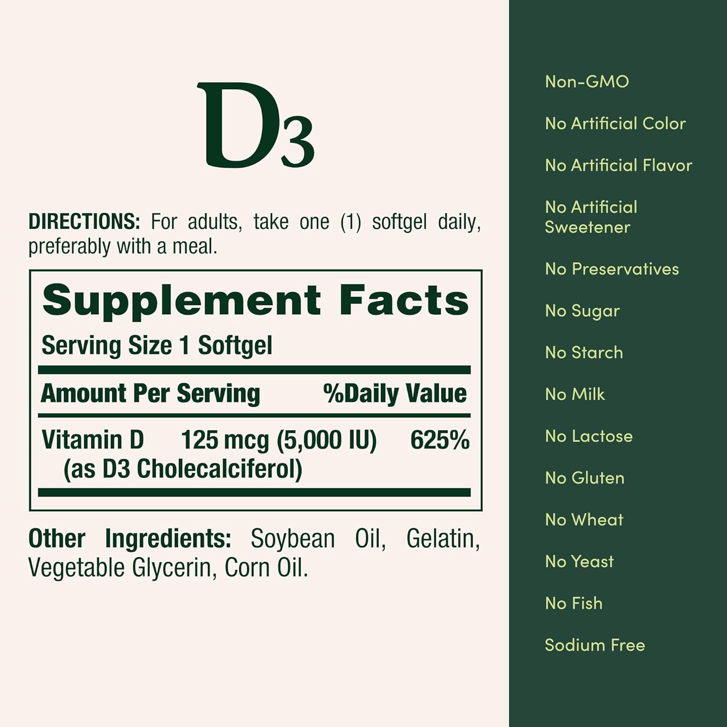 Nature's Bounty Vitamin D3, Immune Support, 125 mcg (5000iu), Rapid Release Softgels, 240 Ct (package may differ) - Image 6