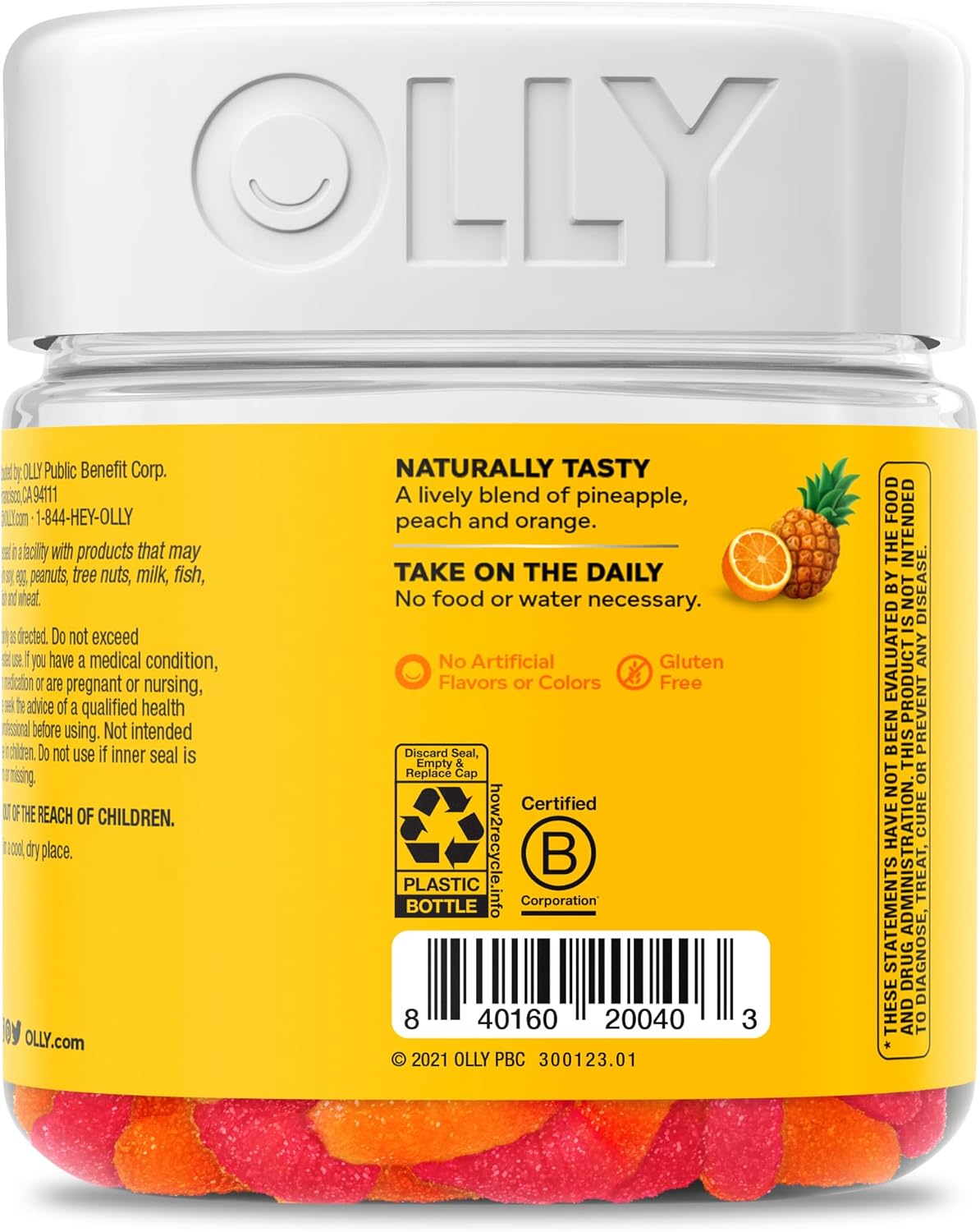 OLLY Hello Happy Gummy Worms, Mood Balance Support, Vitamin D, Saffron, Adult Chewable Supplement, Tropical Zing - 60 Count - Image 5