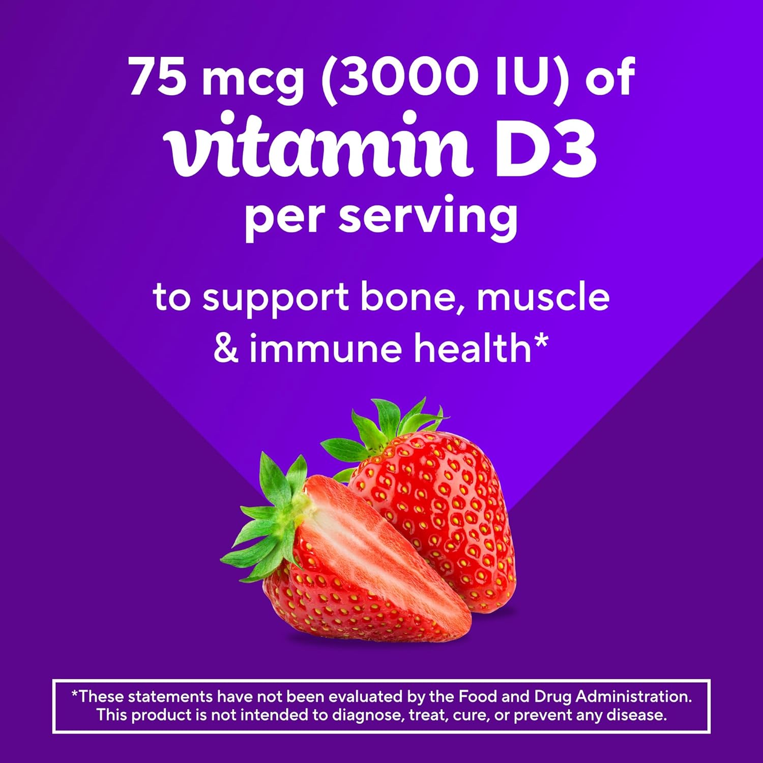 vitafusion Extra Strength Vitamin D3 Gummy, Strawberry Flavored Bone and Immune System Support (1) 120 Count - Image 6