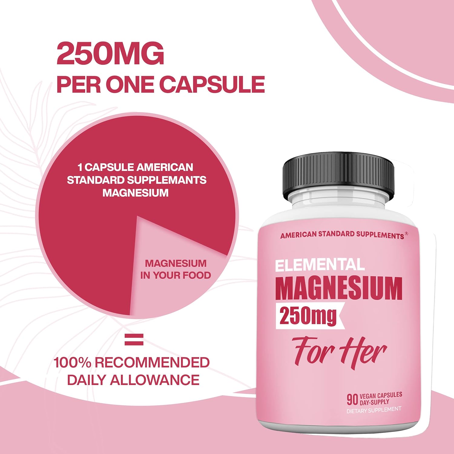 Magnesium Glycinate for Women, Elemental 250mg Per One Capsule, 90 Day Supply, Chelate, Supplement, Chelated Max Absorption - Image 6