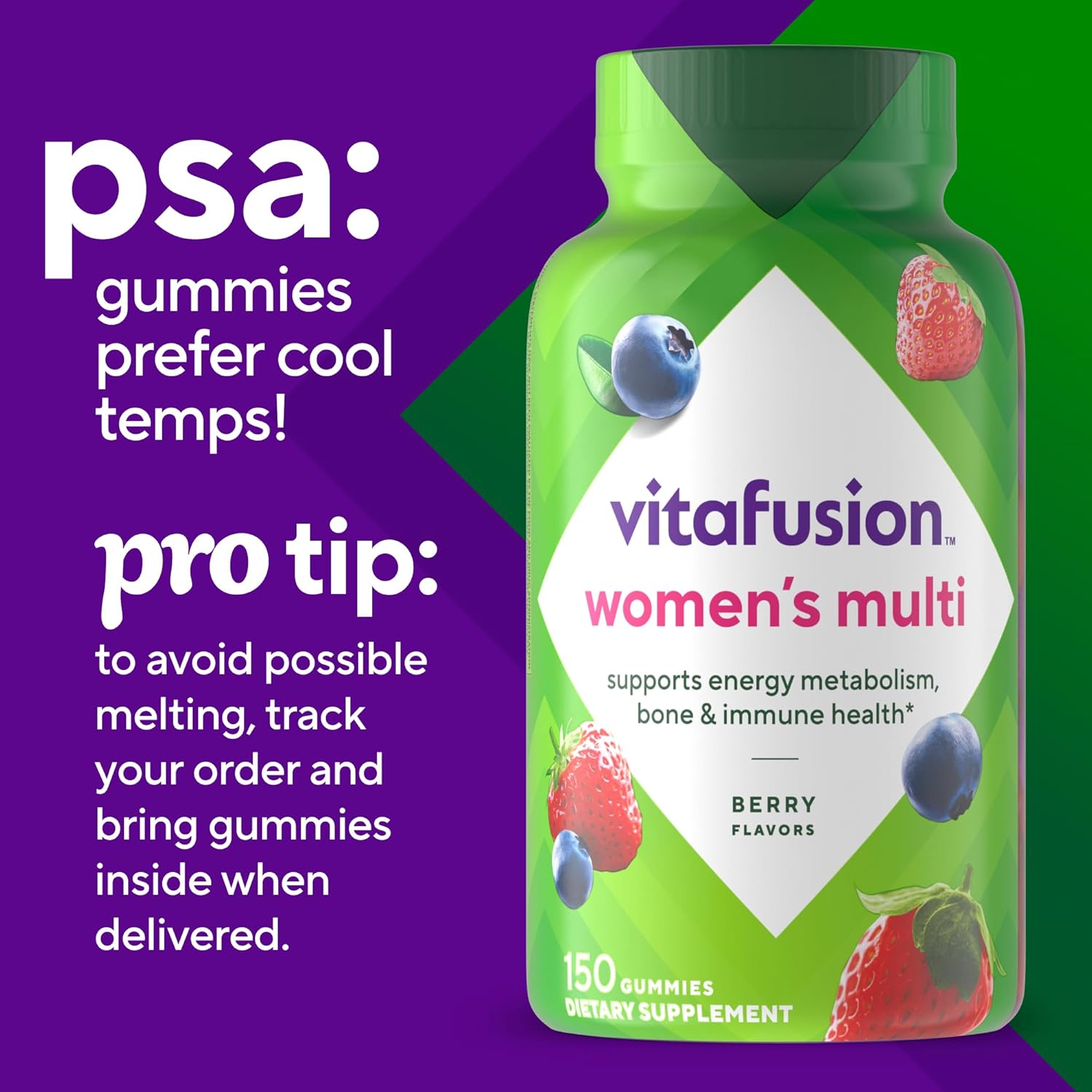 Vitafusion Womens Multivitamin Gummies, Berry Flavored Daily Vitamins for Women With Vitamins A,C,D,E,B-6 and B-12, America’s Number 1 Gummy Vitamin Brand, 75 Days Supply, 150 Count (Package May Vary) - Image 9