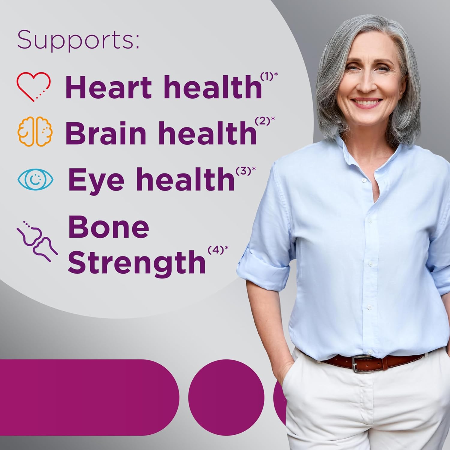 Centrum Minis Silver Women's Multivitamin for Women 50 Plus, Multimineral Supplement with Vitamin D3, B Vitamins, Non-GMO Ingredients, Supports Memory and Cognition in Older Adults - 280 Ct - Image 4