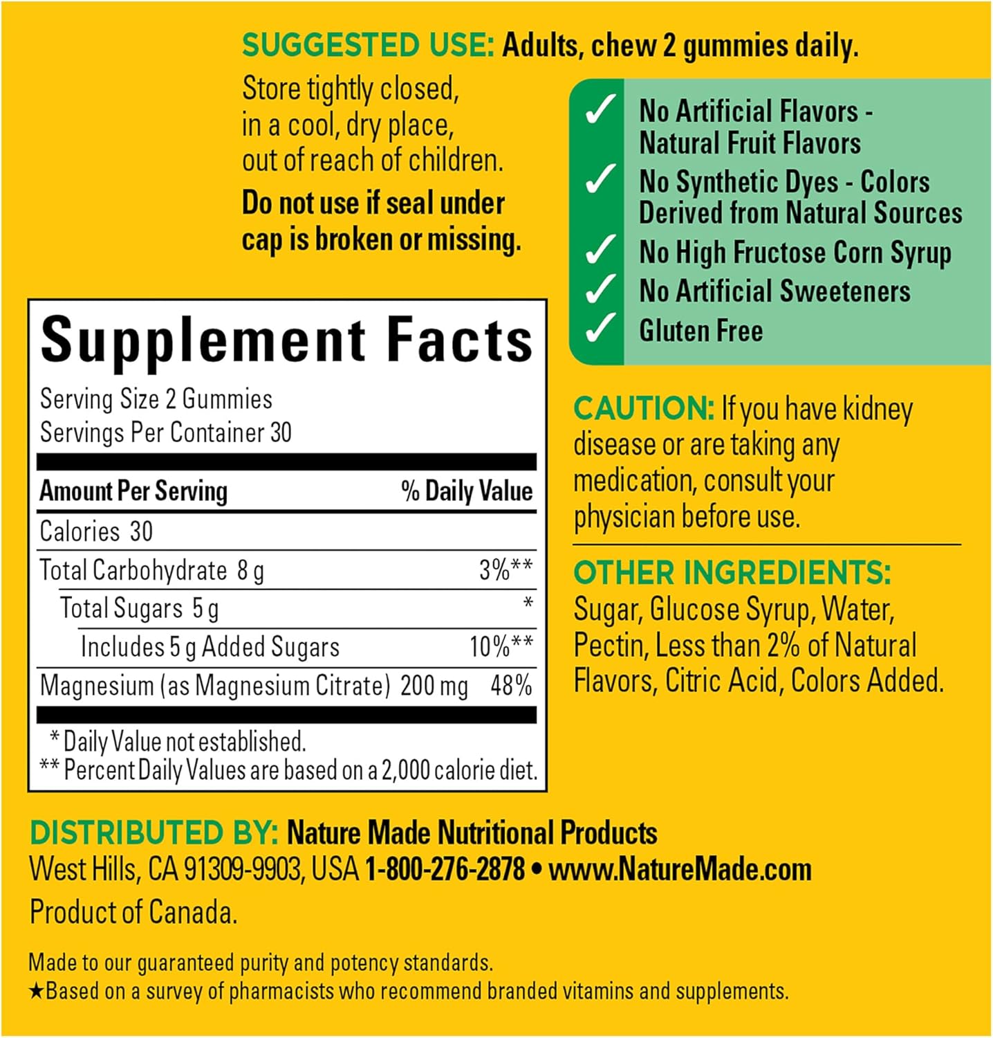 Nature Made High Absorption Magnesium Citrate 200 mg per serving, Magnesium Supplement for Muscle, Nerve, Bone and Heart Support, 60 Magnesium Gummies, 30 Day Supply - Image 6