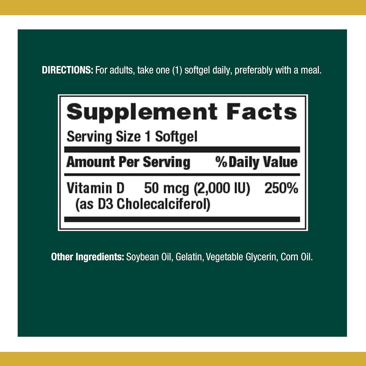 Nature's Bounty Vitamin D, Supports Immune Health & Bone Health, 2000IU Vitamin D3, 150 Softgels - Image 3