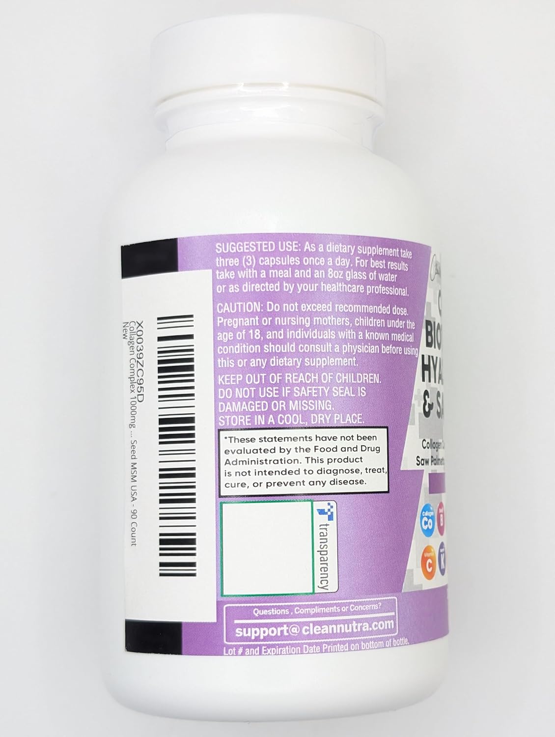 Clean Nutraceuticals Collagen Pills 1000mg Biotin 10000mcg Keratin Saw Palmetto Hyaluronic Acid - Hair Skin & Nails Vitamins & DHT Blocker with Vitamin E Folic Acid Pumpkin Seed MSM - 90 Count - Image 9
