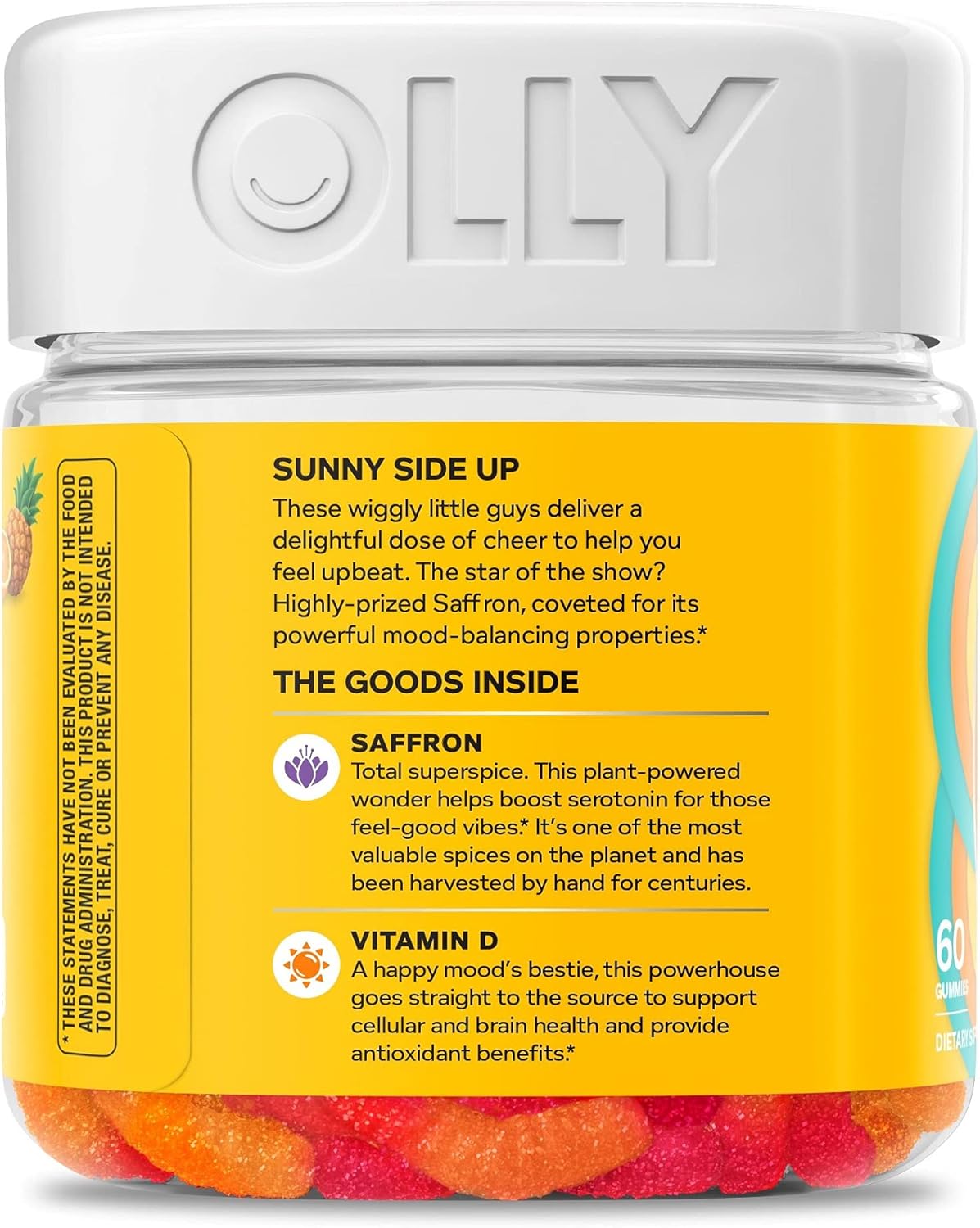 OLLY Hello Happy Gummy Worms, Mood Balance Support, Vitamin D, Saffron, Adult Chewable Supplement, Tropical Zing - 60 Count - Image 12