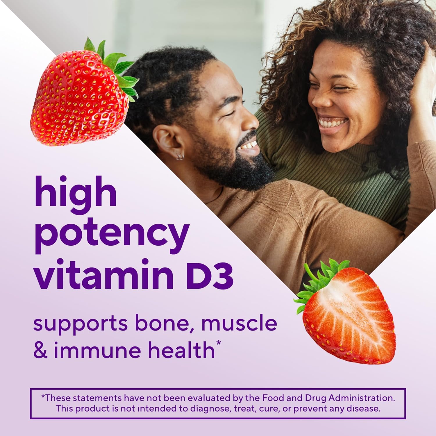vitafusion Extra Strength Vitamin D3 Gummy, Strawberry Flavored Bone and Immune System Support (1) 120 Count - Image 4