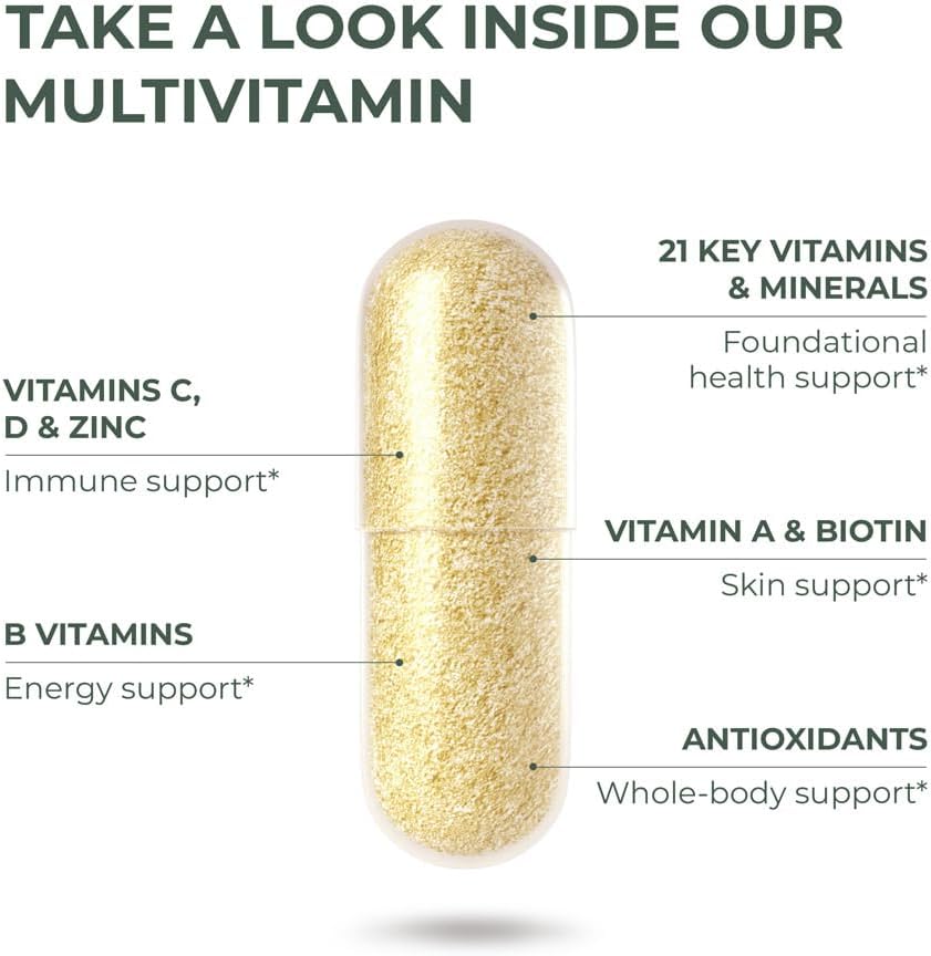 Primal Harvest Primal Multivitamin - Daily Multi-Vitamin Supplement with 21 Essential Vitamins & Minerals for Women & Men - Vitamin A, C, D, E, B12, B6, Biotin, Folic Acid, Zinc, Copper & Selenium - Image 5