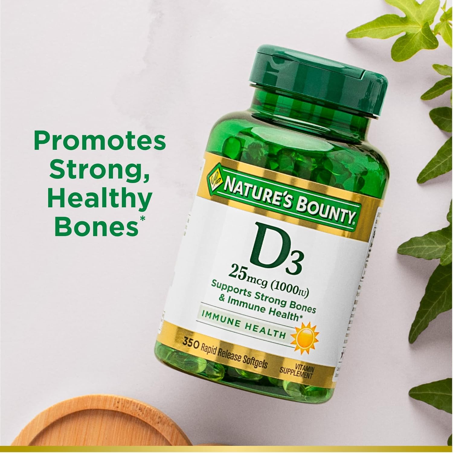 Nature's Bounty Vitamin D3 1000 IU Softgels, Immune Support, Promotes Healthy Bones, 350 Ct - Image 5