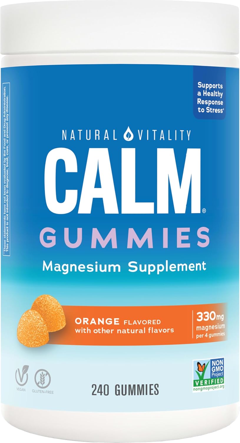 Natural Vitality Calm, Magnesium Citrate Supplement, Stress Relief Gummies, Supports a Healthy Response to Stress, Gluten Free, Vegan, Orange, 240 Gummies - Image 12