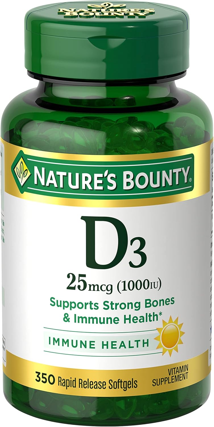 Nature's Bounty Vitamin D3 1000 IU Softgels, Immune Support, Promotes Healthy Bones, 350 Ct - Image 2