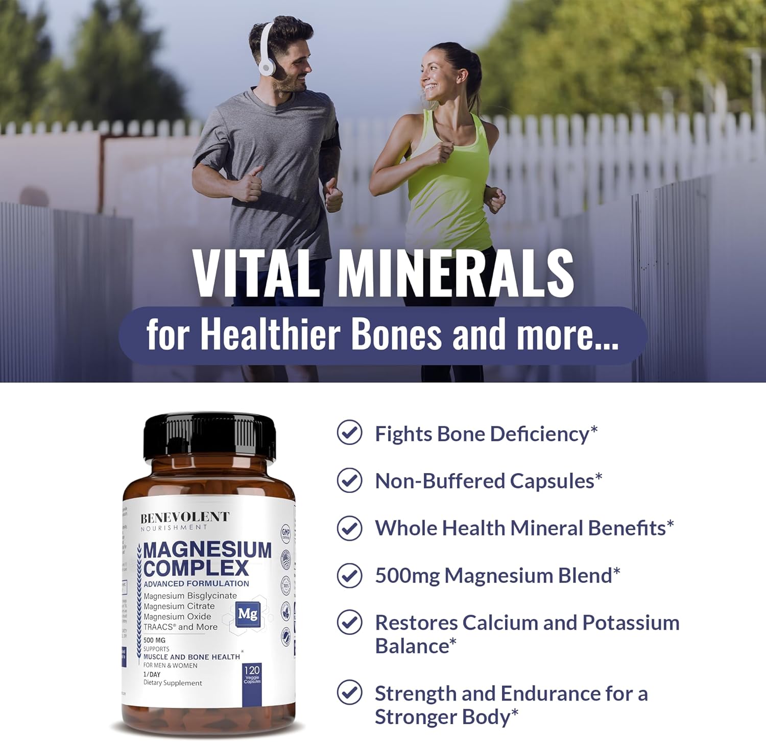 Magnesium Complex Supplement, 4 Month Supply of 500mg 5-in-1 Magnesium Bisglycinate, Oxide, Taurate, Chelate, Citrate, Max Absorption Magnesium Supplement for Calm, Sleep & Leg Cramps, 120 Capsule - Image 3