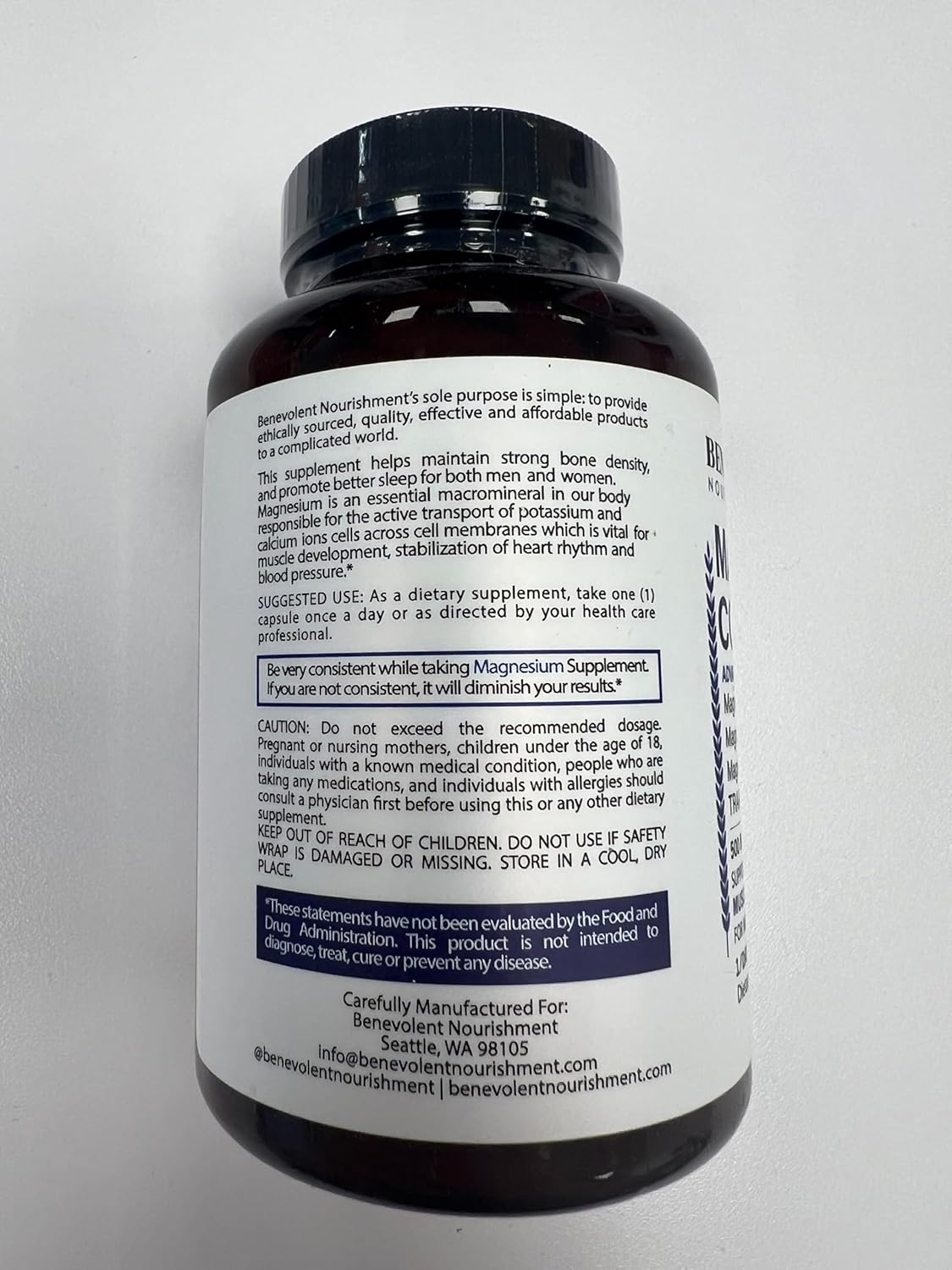 Magnesium Complex Supplement, 4 Month Supply of 500mg 5-in-1 Magnesium Bisglycinate, Oxide, Taurate, Chelate, Citrate, Max Absorption Magnesium Supplement for Calm, Sleep & Leg Cramps, 120 Capsule - Image 9